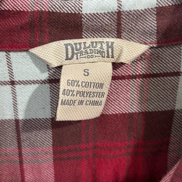 Duluth Trading Co Red Plaid Flannel Popover Long Sleeve Button Tunic Size Small - Picture 2 of 7